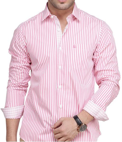 mens pink full sleeves cotton shirt